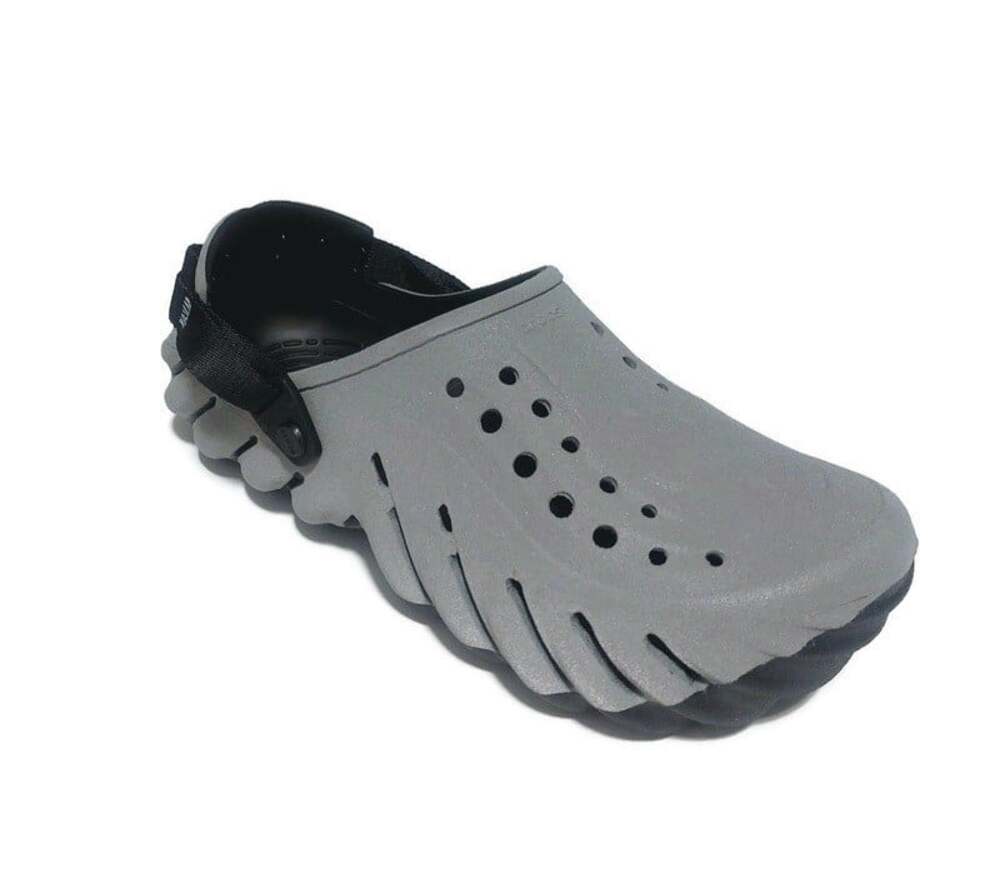 Crocs Echo Clog Black Reflective Gray Slip On Mens Sz 13 Streetwear Sandals NWT